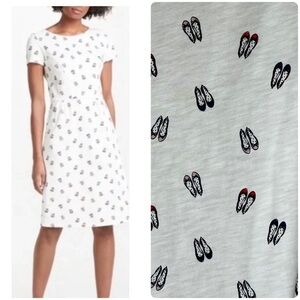 Boden | Comfy Jersey Ivory Novelty Graphic Shoe Print Dress | 14